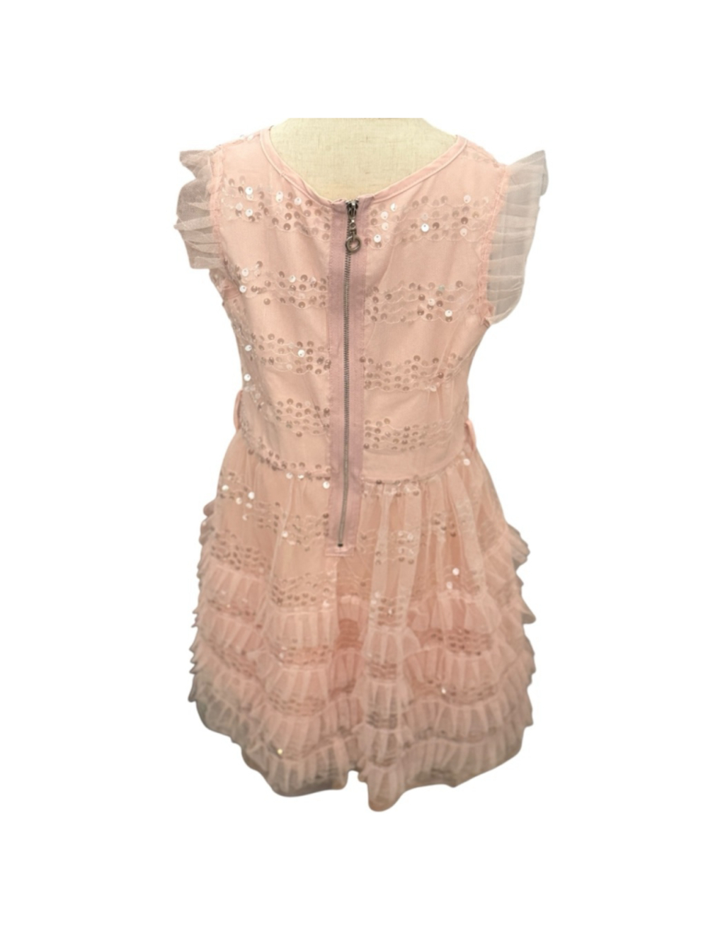 Hannah Banana Pink Sequin Tulle Party Dress Girls Size 7 - Picture 4 of 5